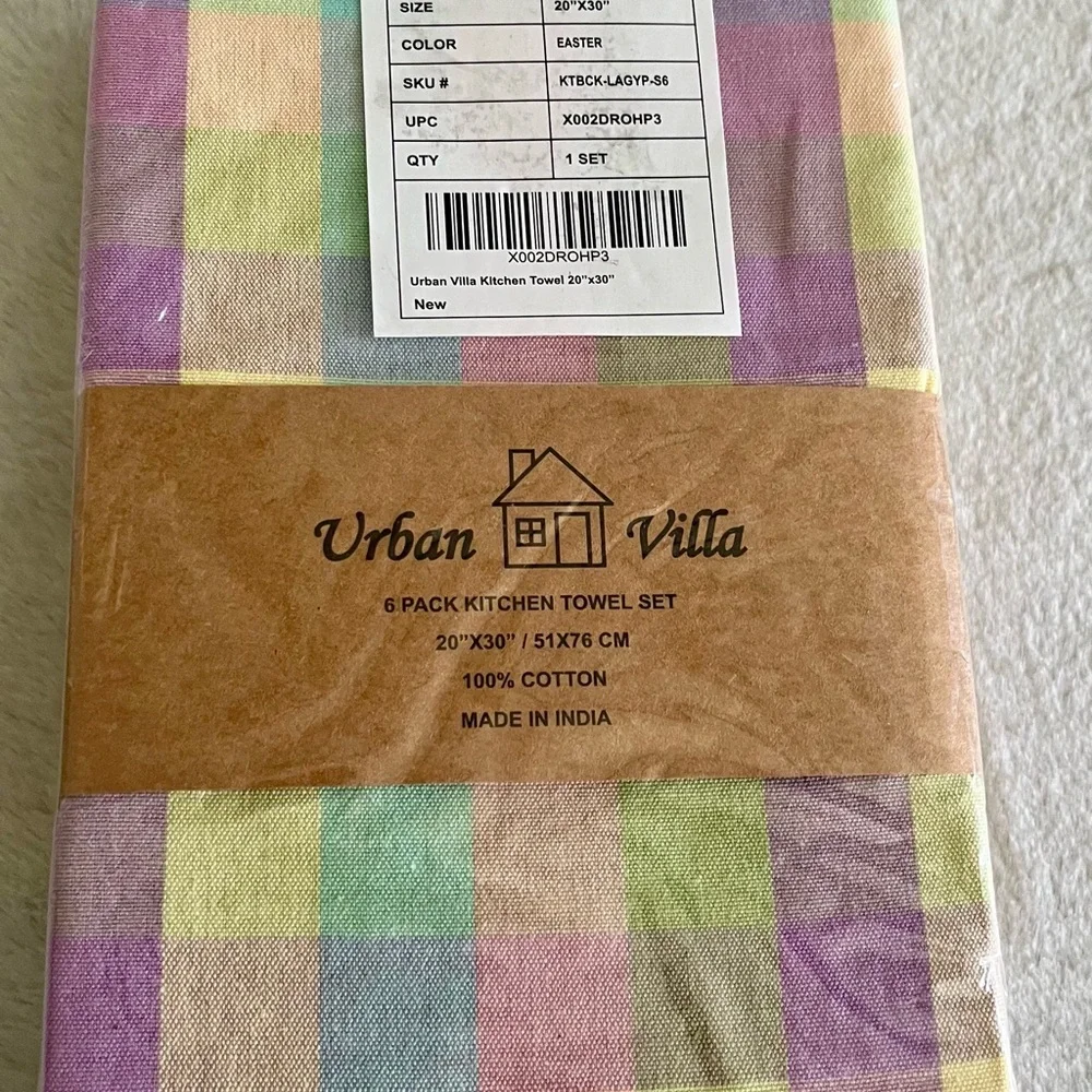 New Urban Villa Easter ? Spring colors 100% cotton napkins 6 towels kitchen